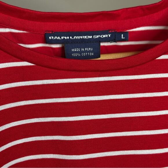Ralph Lauren Women’s Cotton Striped Red White Top Size L - Picture 3 of 5